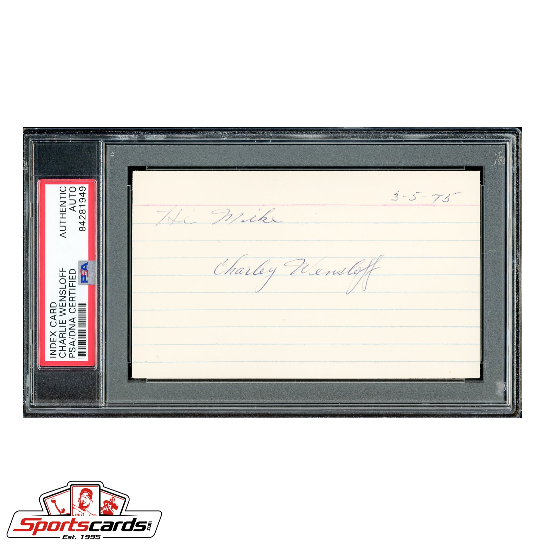 Charley Wensloff (1947 Yankees) Signed Auto 3x5 Index Card - PSA/DNA