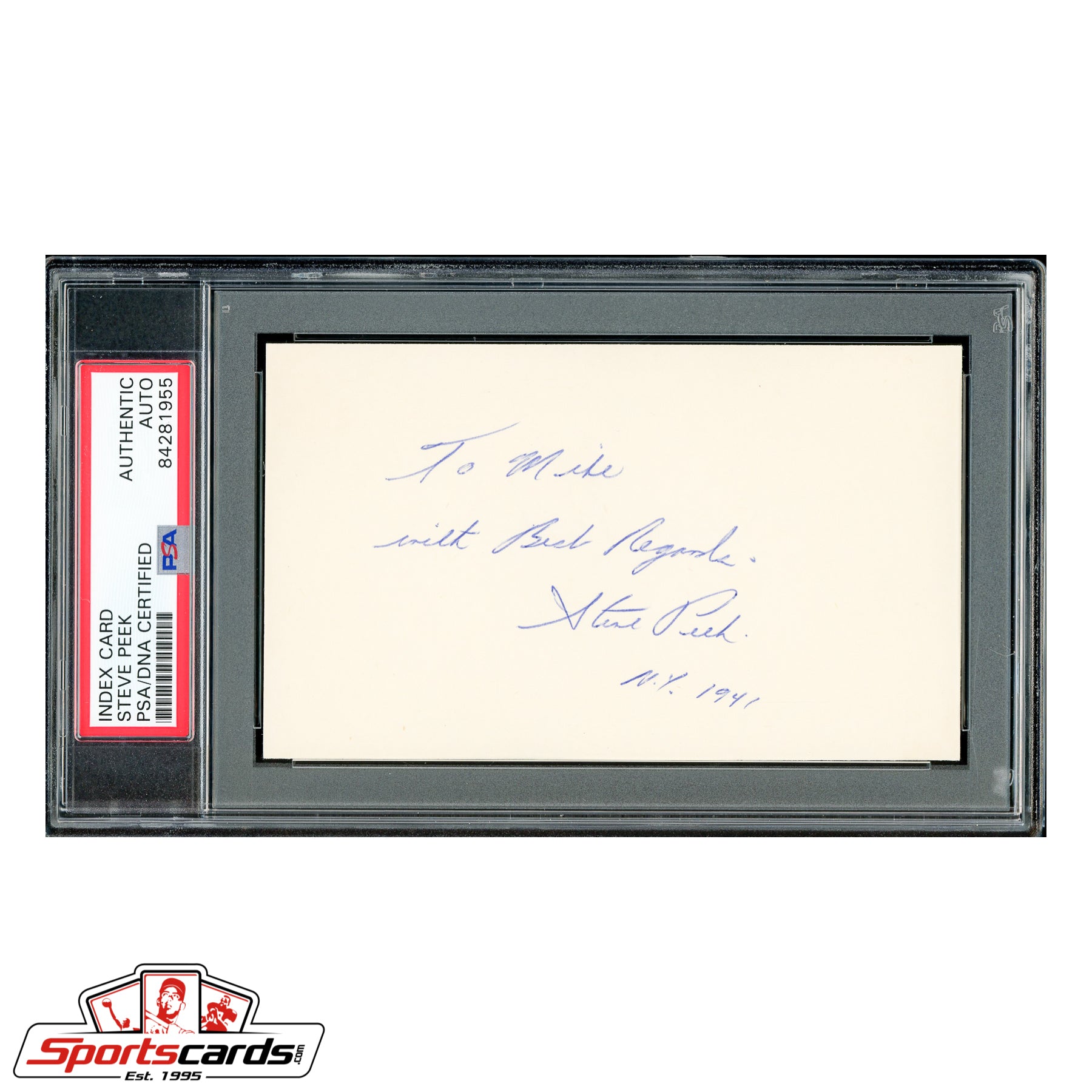 Steve Peek (1941 Yankees) Signed Auto 3x5 Index Card - PSA/DNA