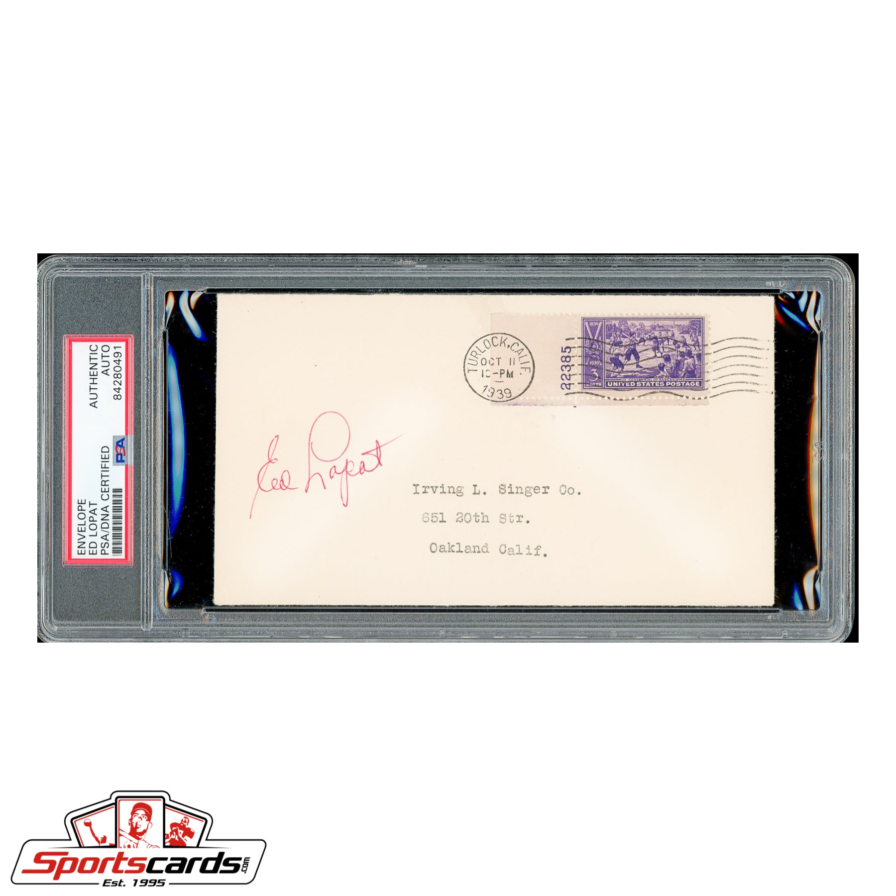 Ed Lopat Signed Auto 1939 First Day Cover FDC - PSA/DNA