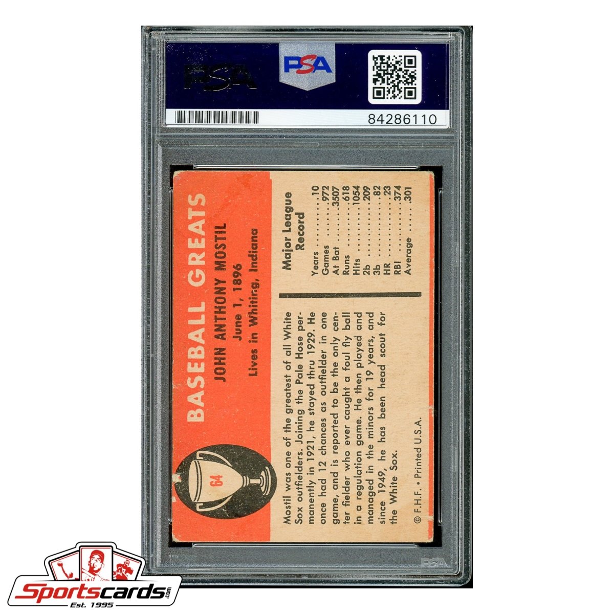 Johnny Mostil Signed Auto 1961 Fleer Card - PSA/DNA