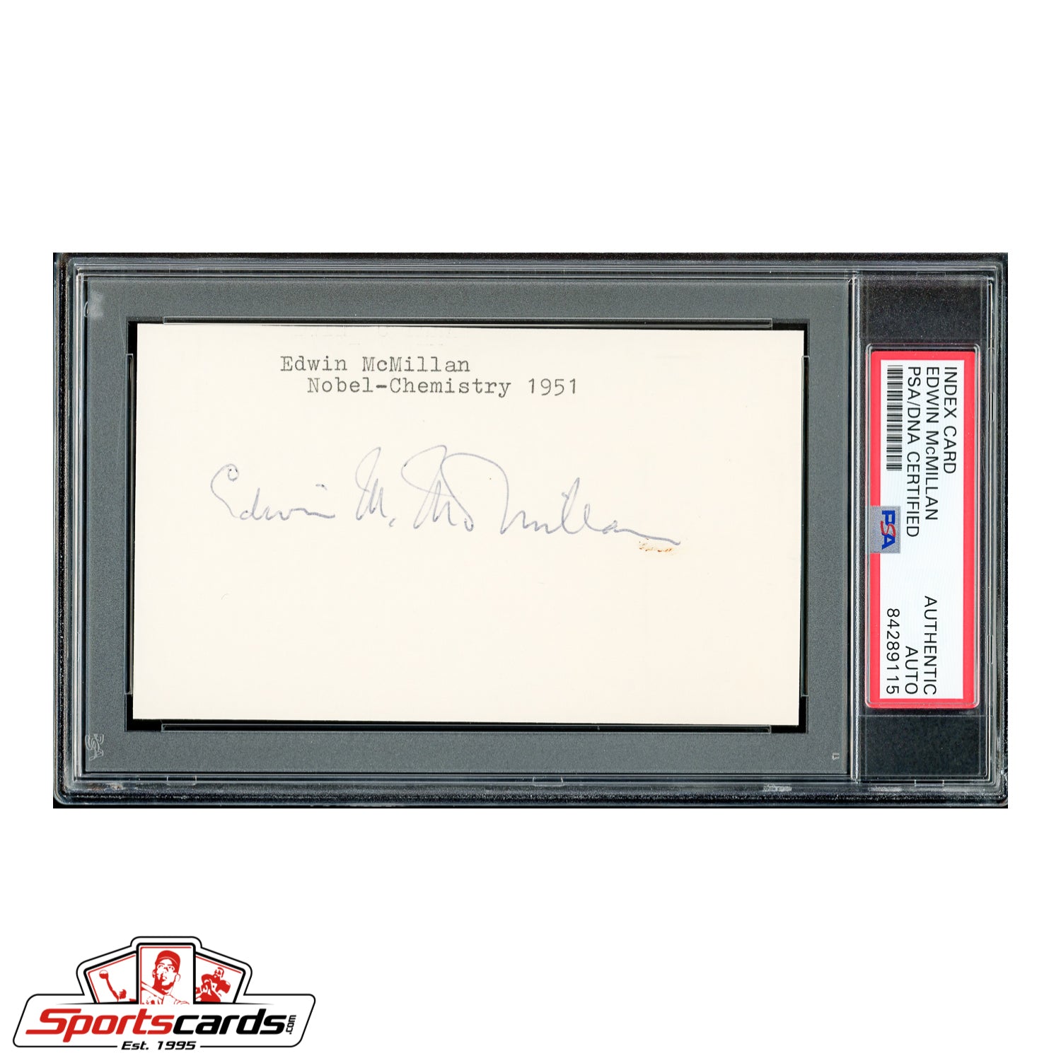 1951 Nobel Prize Winner Edwin McMillan Signed Autographed 3x5 Index Card - PSA/DNA