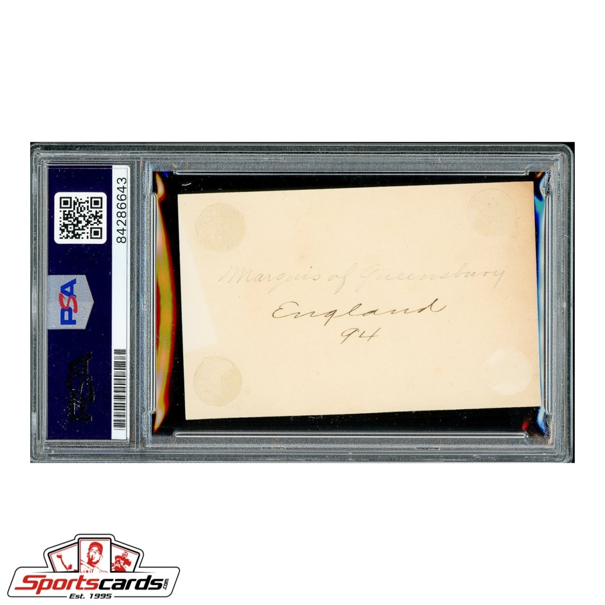 Boxing Pioneer John Douglas (Queesberry Rules) Signed Autographed Card - PSA/DNA