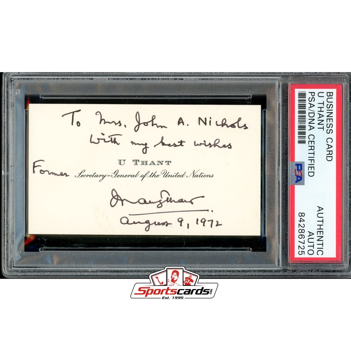 U Thant Signed UN United Nations Business Card Autograph PSA/DNA