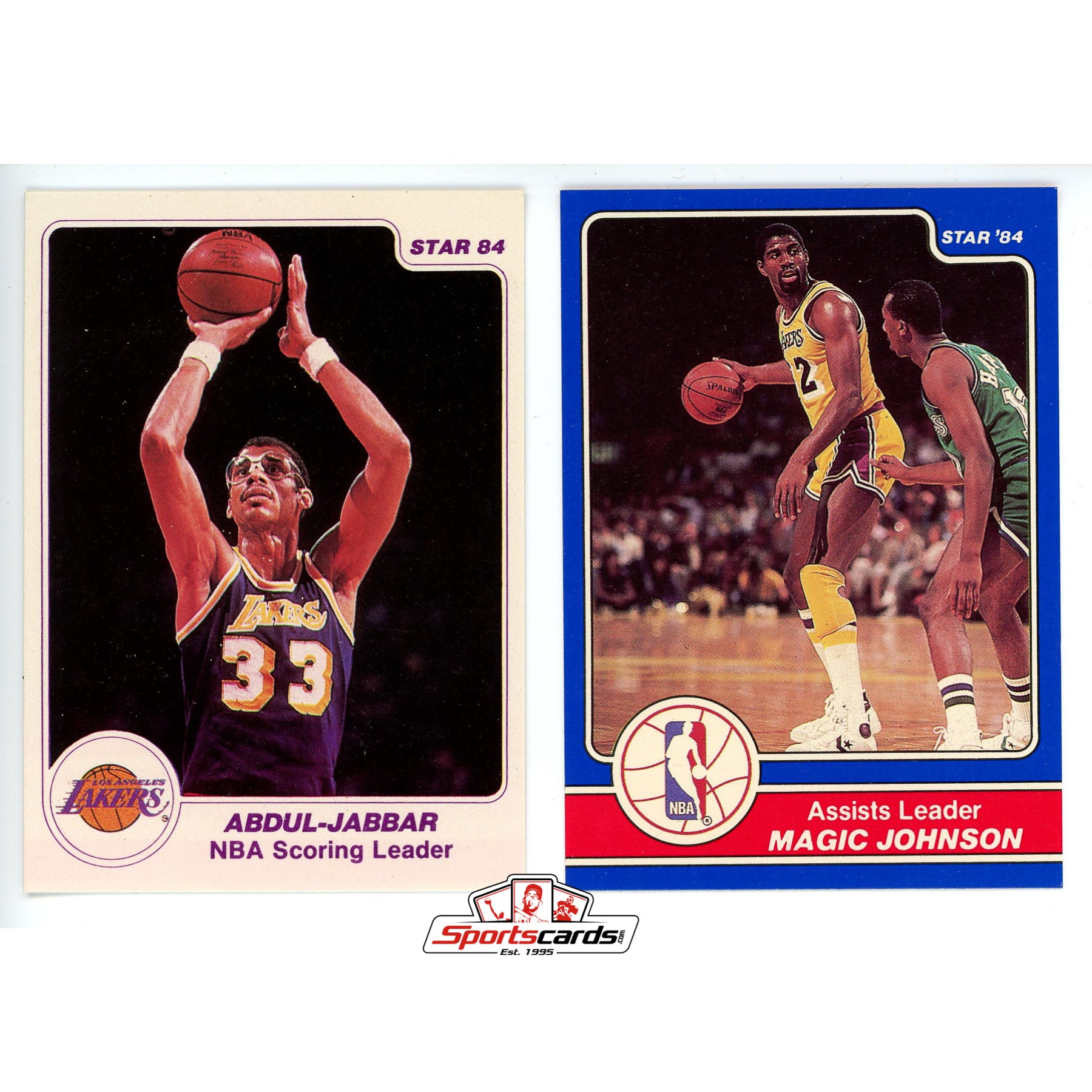 1984 Star Magic Johnson & Kareem Abdul-Jabbar Basketball Cards