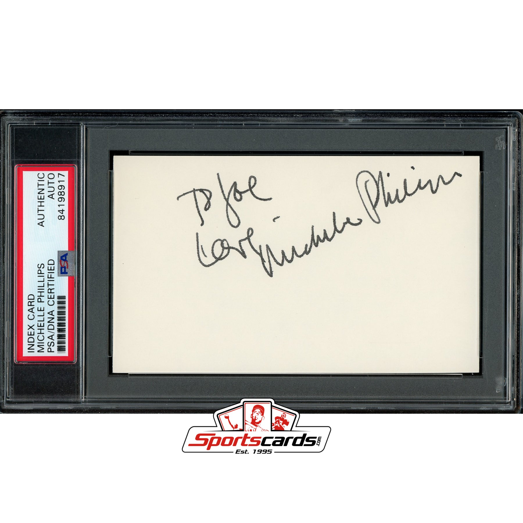 Michelle Phillips Signed Auto 3x5 Index Card PSA/DNA Mamas and the Papas