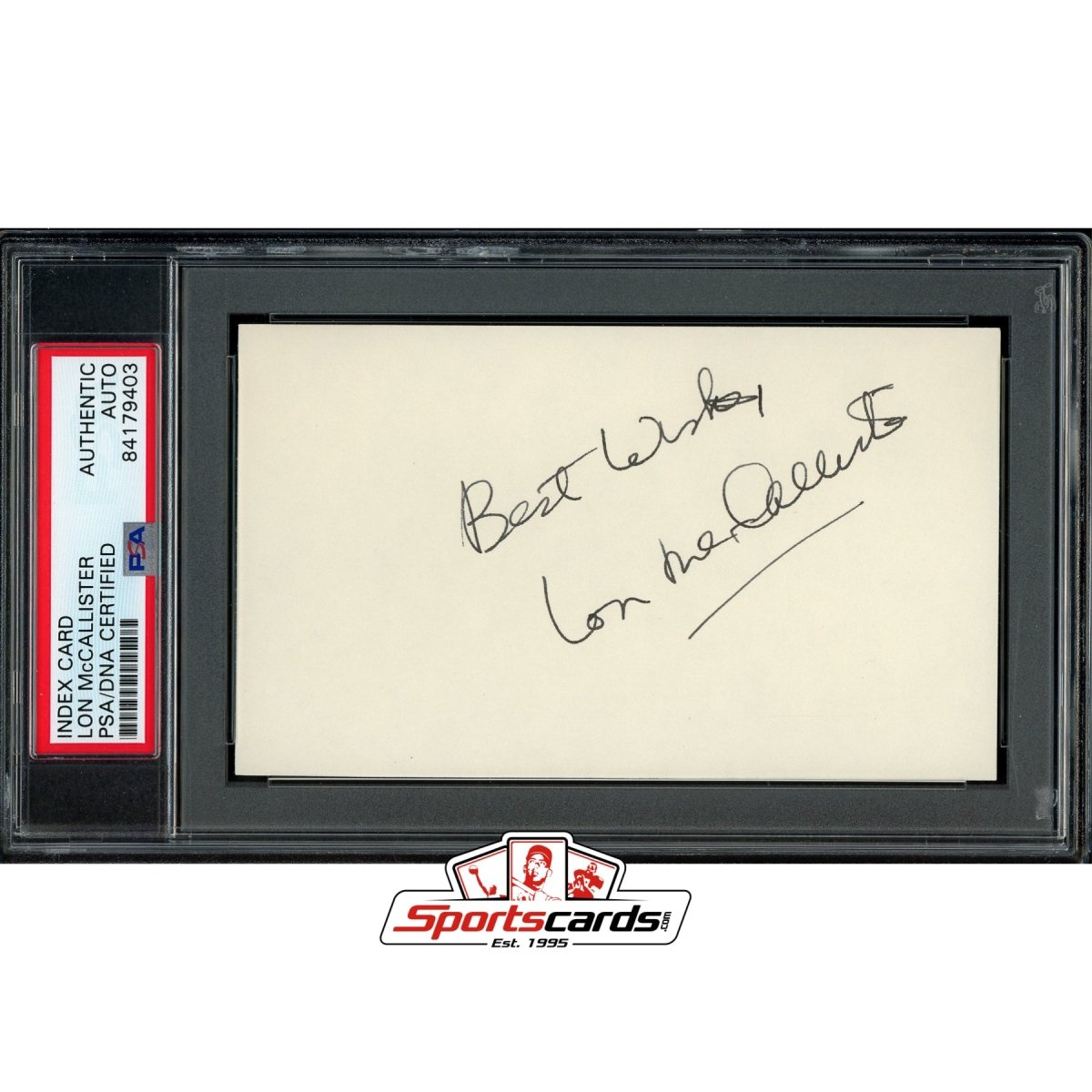 Lon McCallister (d.2005) Signed Auto 3x5 Index Card PSA/DNA Actor
