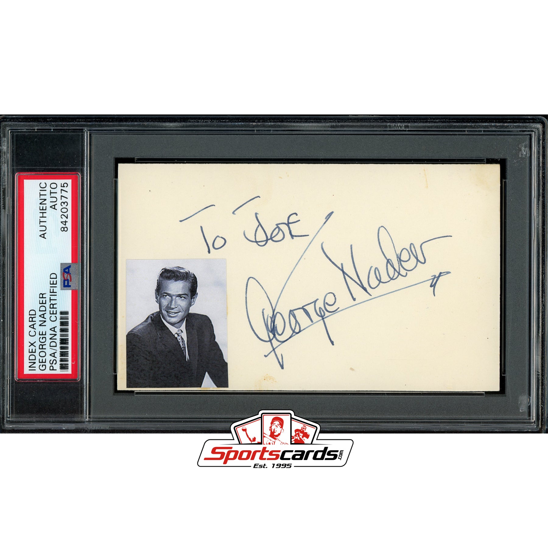 George Nader (d.2002) Signed Auto 3x5 Index Card PSA/DNA Actor