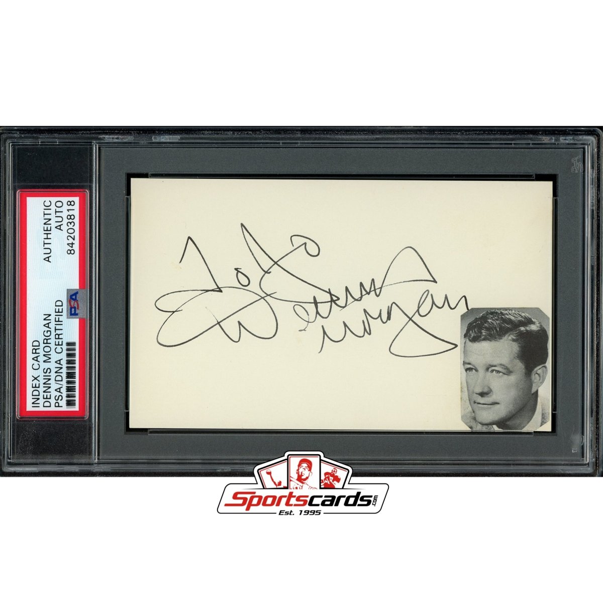 Dennis Morgan (d.1994) Signed Auto 3x5 Index Card PSA/DNA Actor