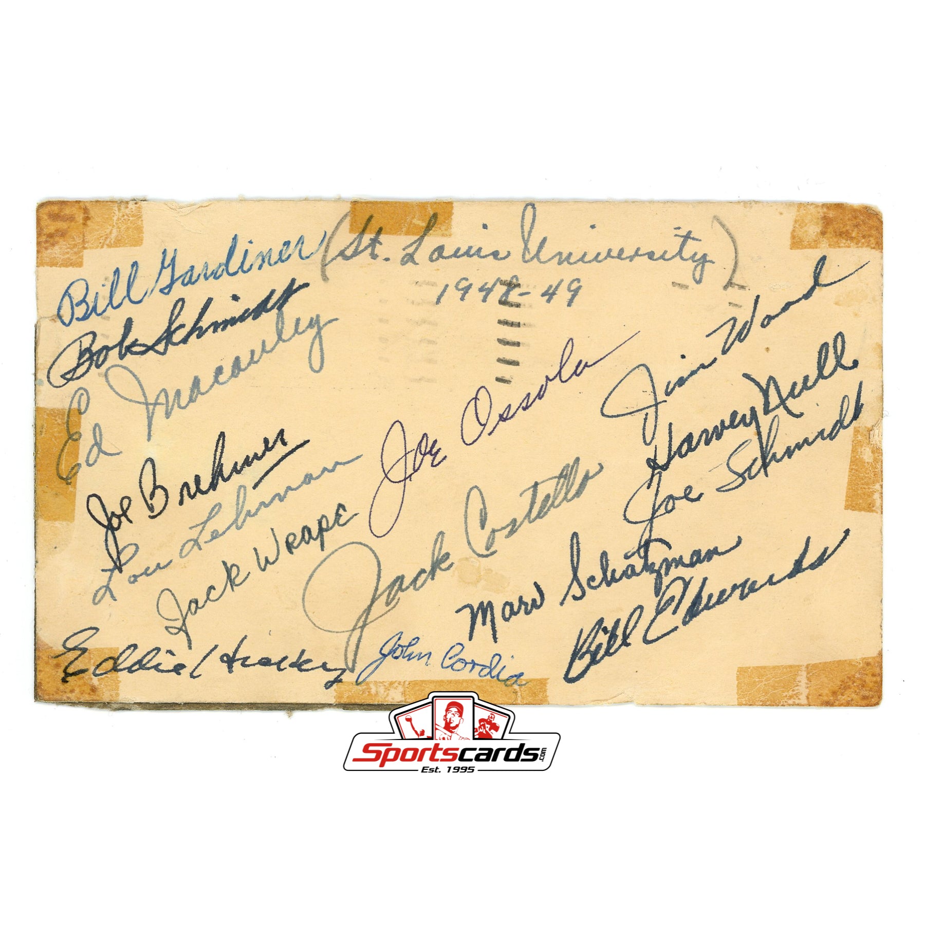 1948/49 St. Louis Basketball Team Autographed Signed GPC w/ Ed Macauley