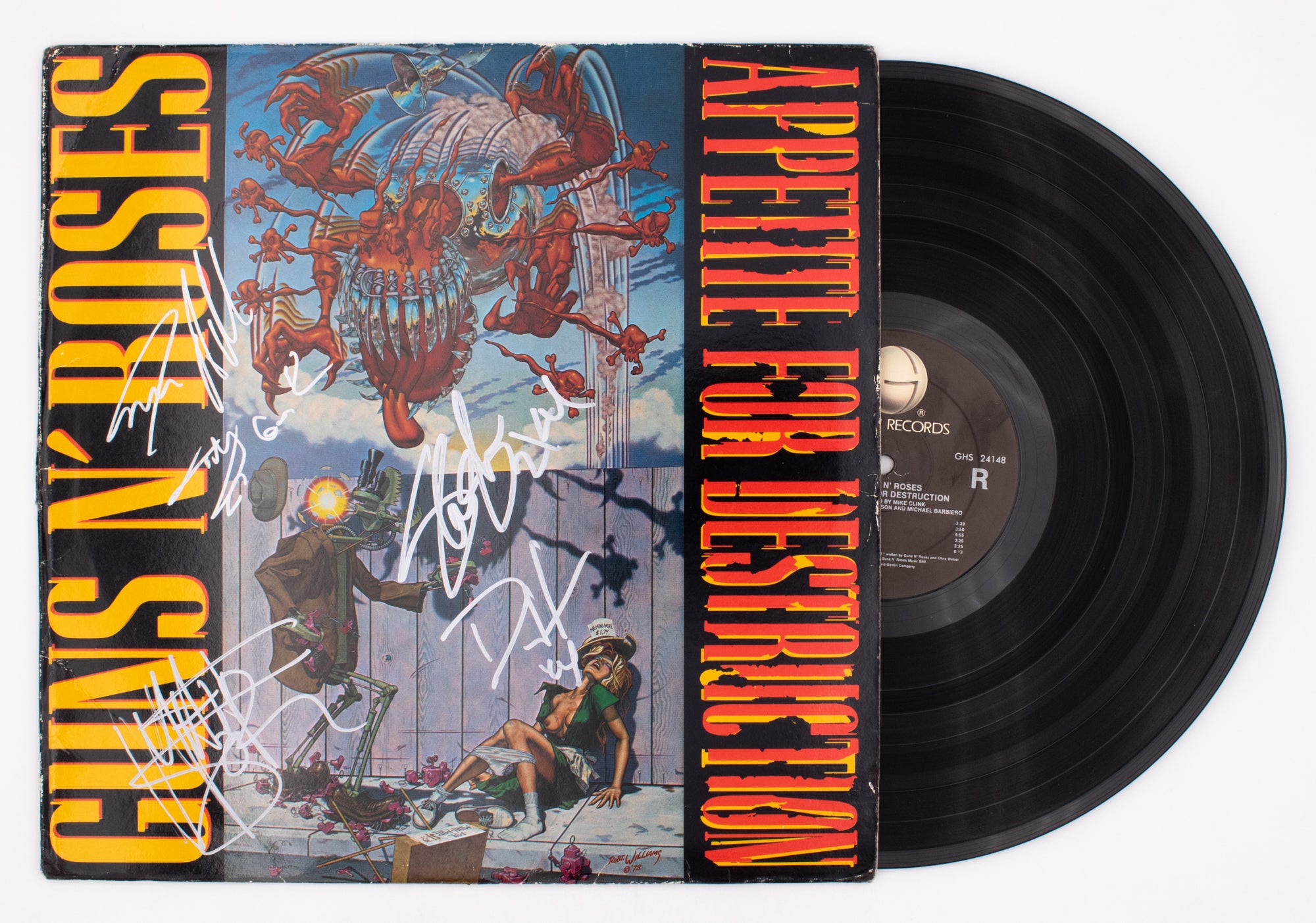 Guns N' Roses Band Signed Appetite For Destruction Album BAS Beckett Authentication