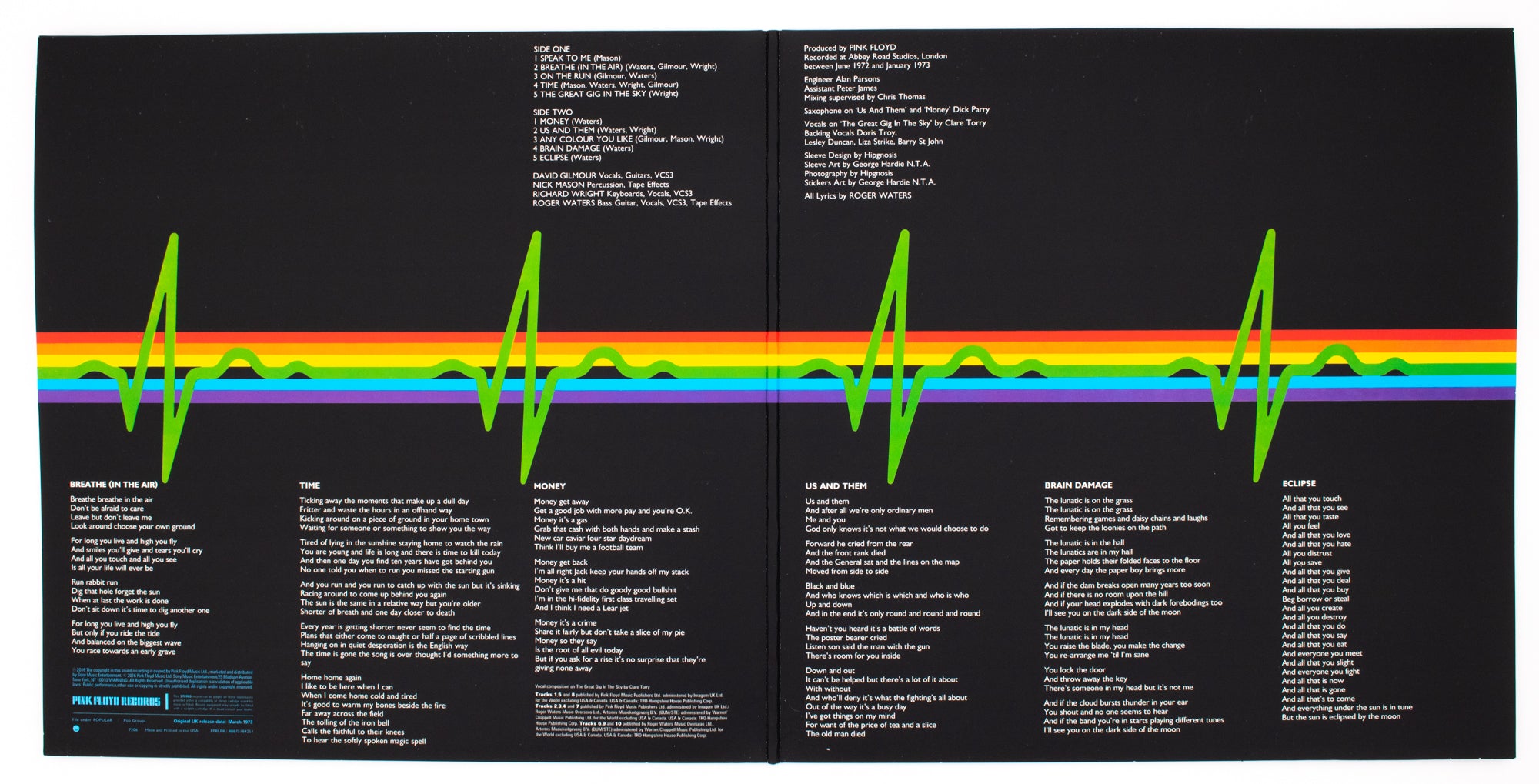 Roger Waters Signed Pink Floyd Dark Side of the Moon Album BAS Beckett Authenticated