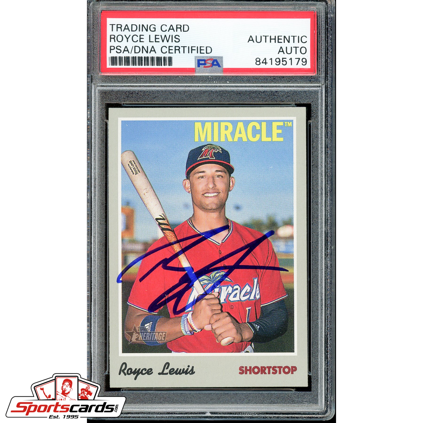 Royce Lewis Signed Autographed 2019 Topps Heritage Card PSA/DNA #100