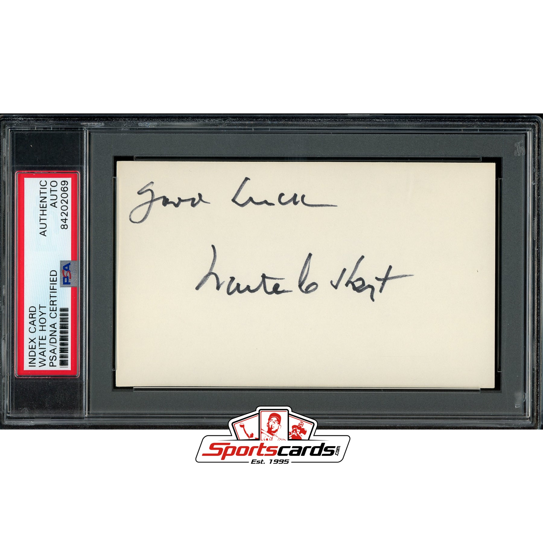 Waite Hoyt (d.1984) Signed Auto 3x5 Index Card PSA/DNA HOF NY Yankees