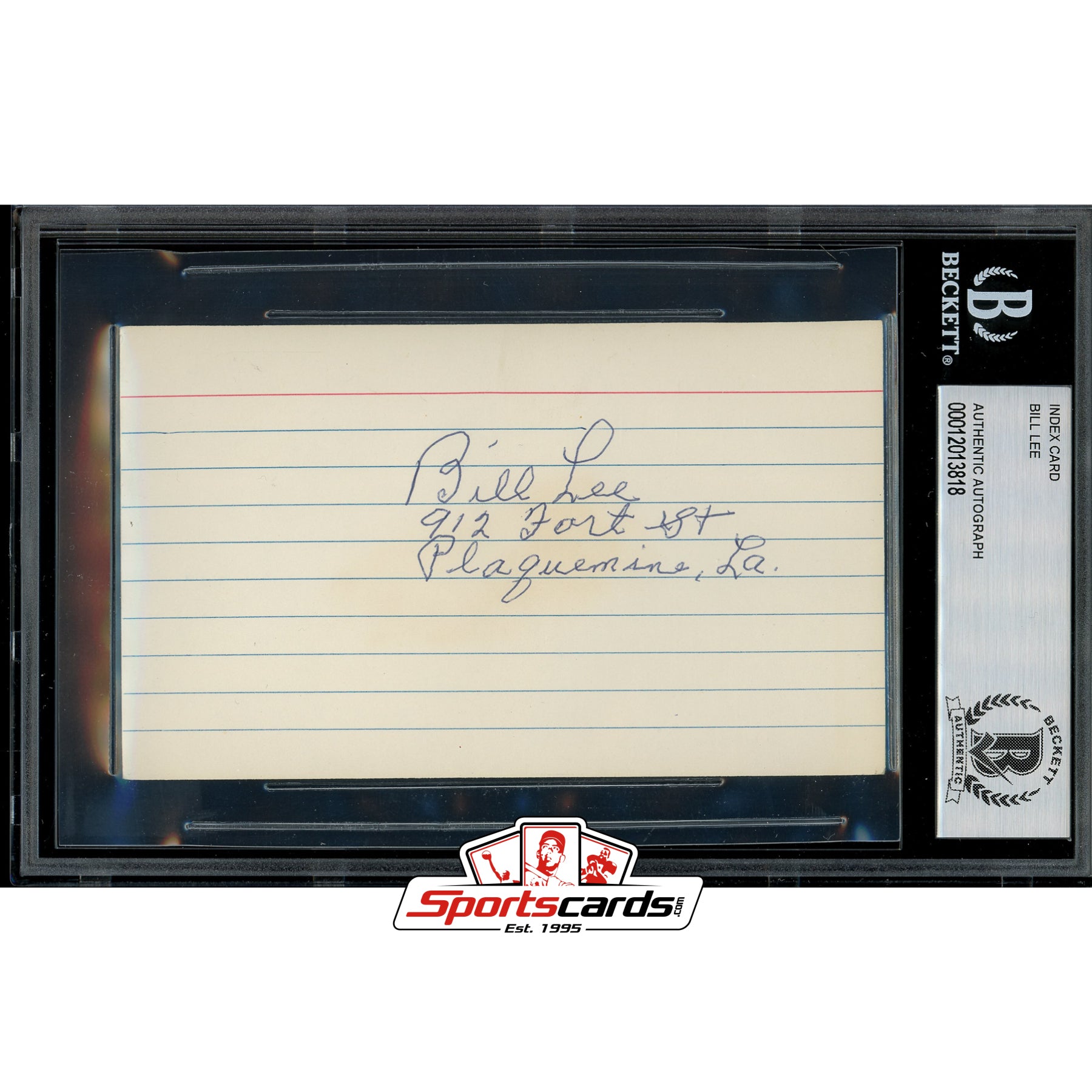 Bill Lee Signed Auto 3x5 Index Card Beckett Authentic