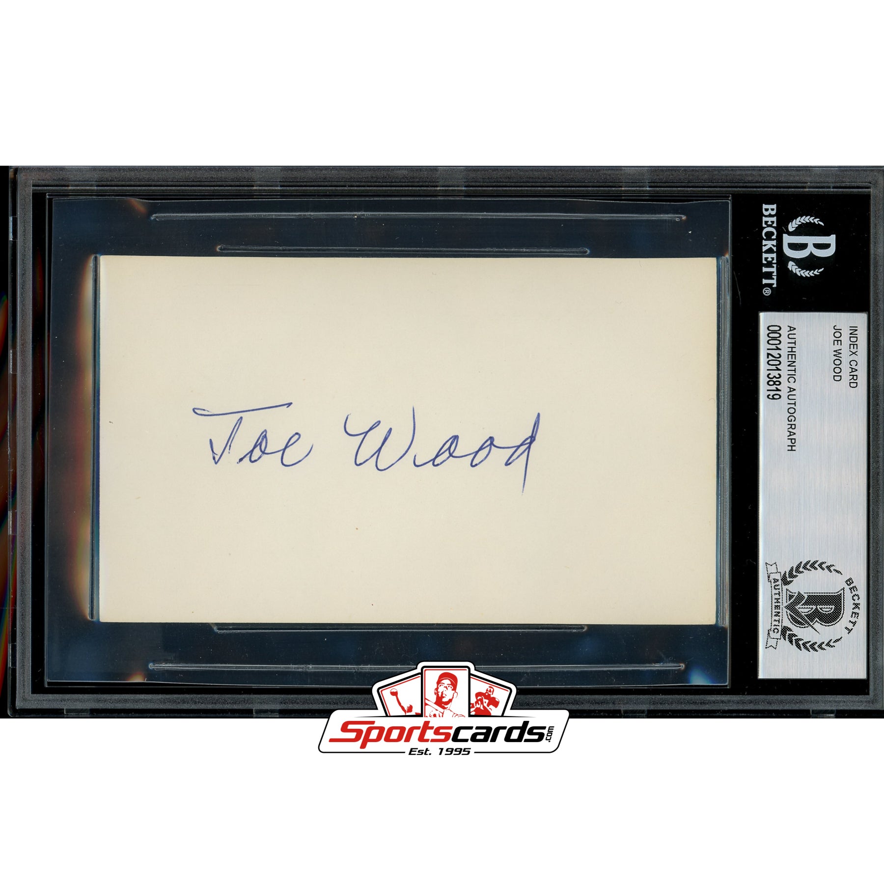 Boston Red Sox HOF Joe Wood Signed Auto 3x5 Index Card Beckett BAS Encapsulated