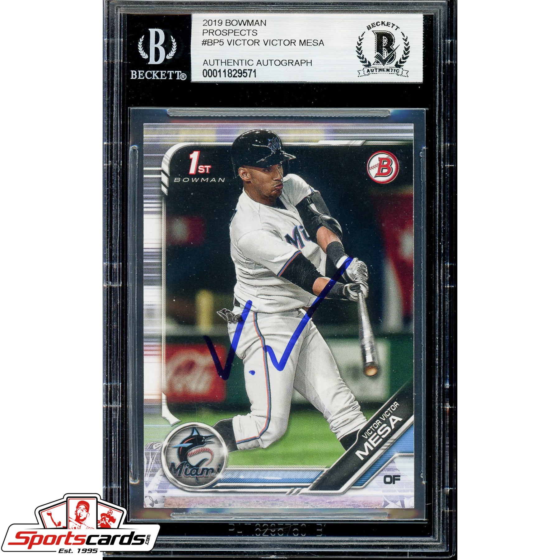 Victor Victor Mesa Signed Autographed 2019 Bowman Prospects Beckett BAS #BP5