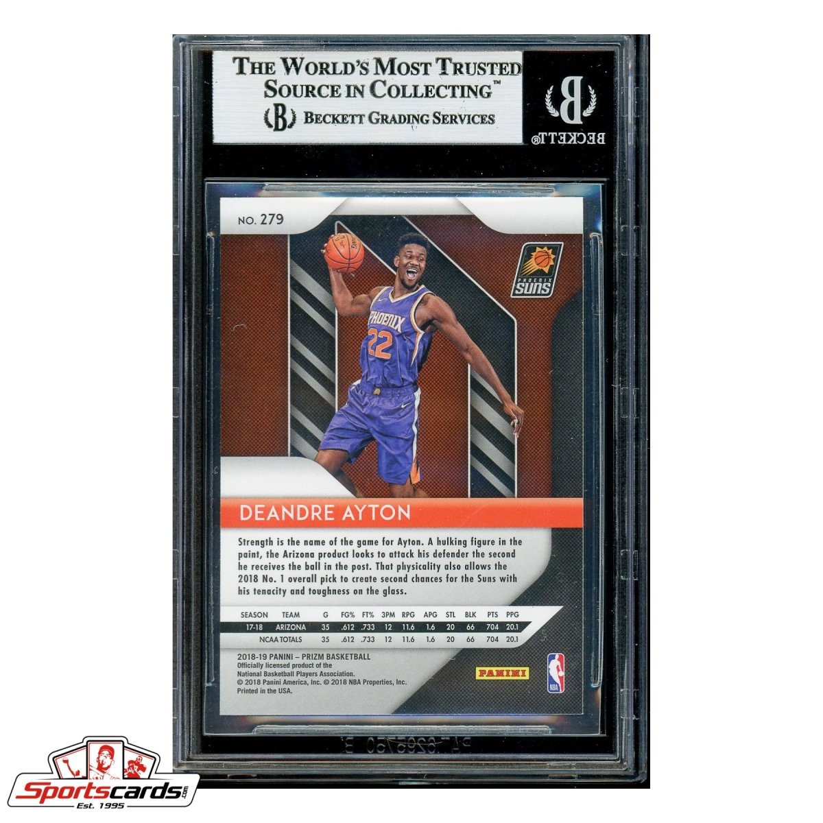 Deandre Ayton Signed Auto 2018-19 Panini Prizm #279 RC BAS Rookie Cards Suns