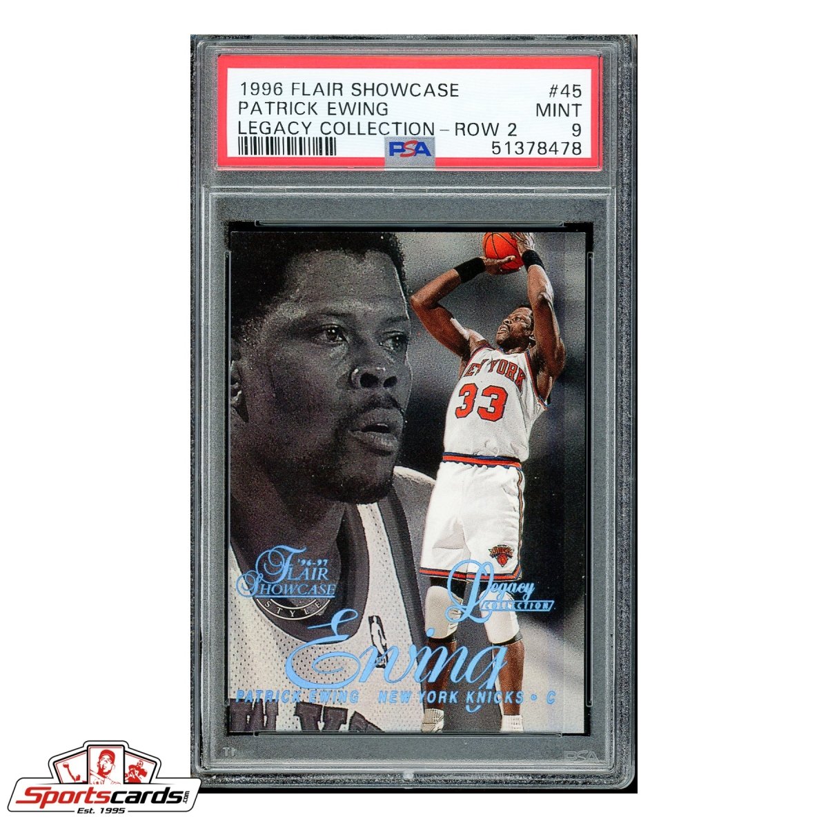 1996-97 Flair Showcase Row 2 Legacy Collection Patrick Ewing #45 PSA Mint 9 POP 2