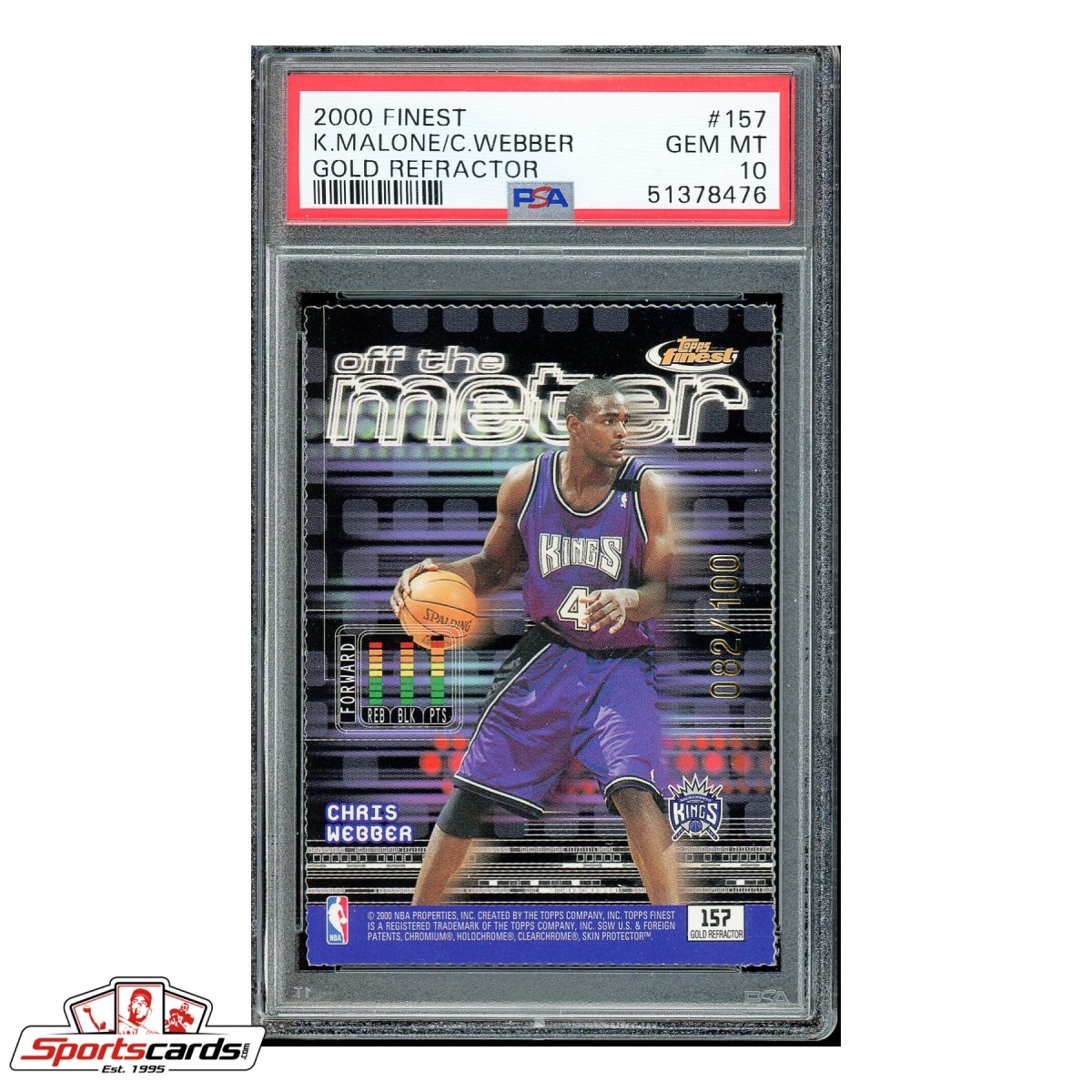 2000-01 Topps Finest Malone Webber Gold Refractor #157 PSA Gem Mint 10 - POP 1