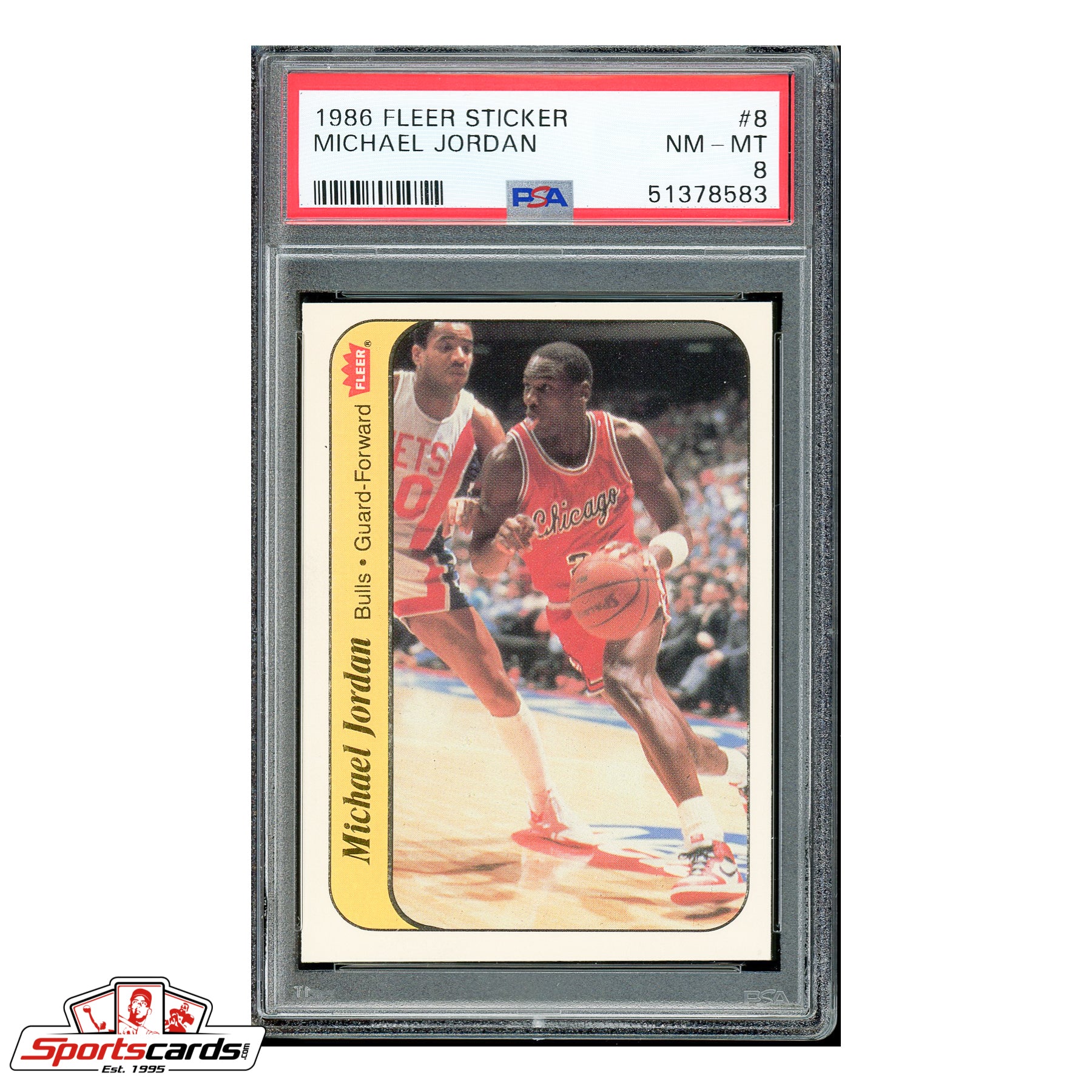 1986-87 Fleer Sticker #8 Michael Jordan PSA NM-MT 8