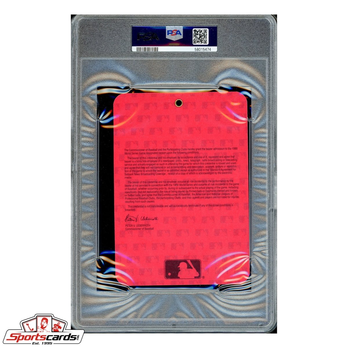 1988 World Series Game 6 &amp; 7 NBC TV Press Pass A&#39;s vs. Dodgers - PSA EX-MT 6