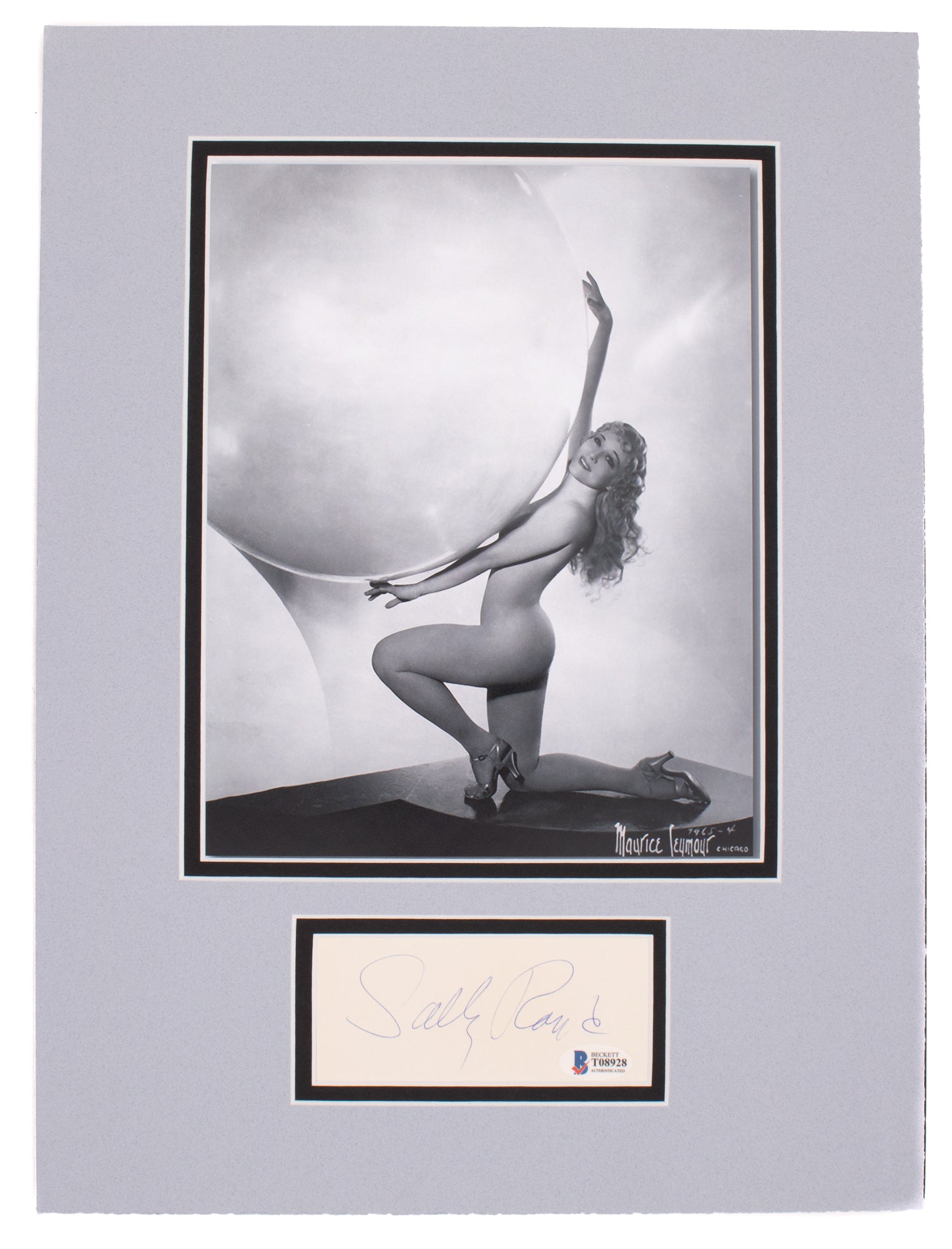 Burlesque Dancer & Actress Sally Rand Signed Auto Matted Photo Display BAS Authentic