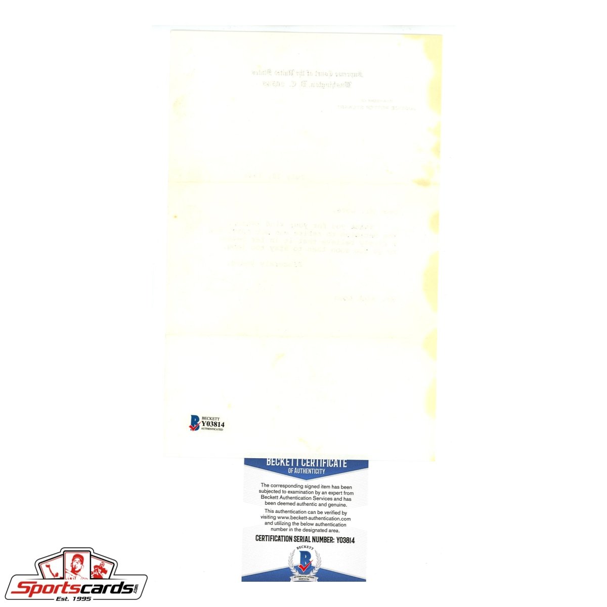 Supreme Court Justice Potter Stewart Signed Auto Typed Letter TLS