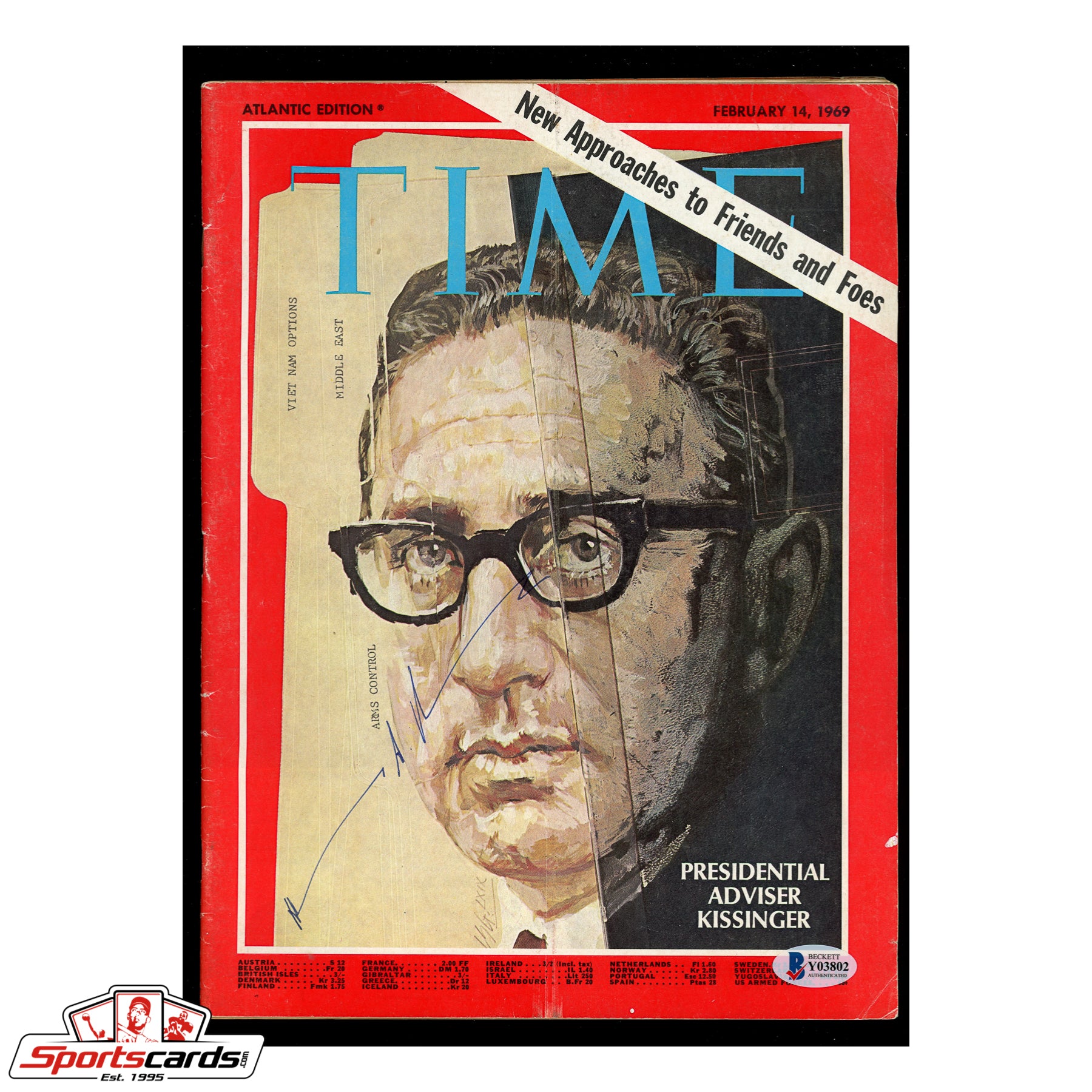 Henry Kissinger Signed Autographed 1969 TIME Magazine Beckett BAS Authentic