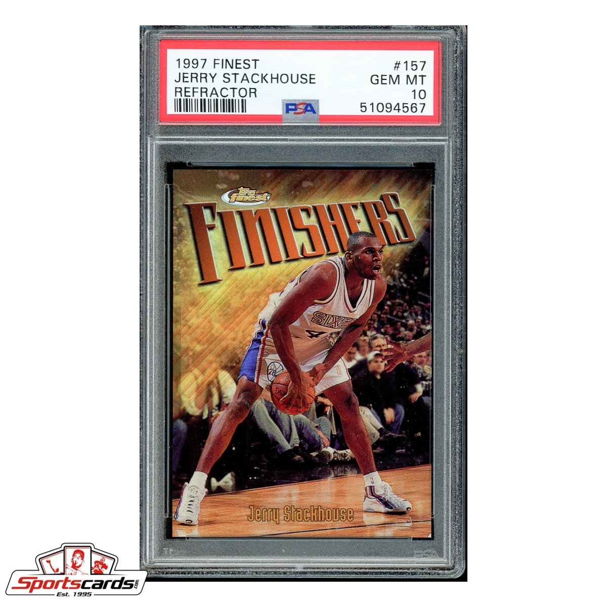 1997-98 Finest Refractor #157 Jerry Stackhouse #/ 289 PSA Gem Mint 10 POP 1