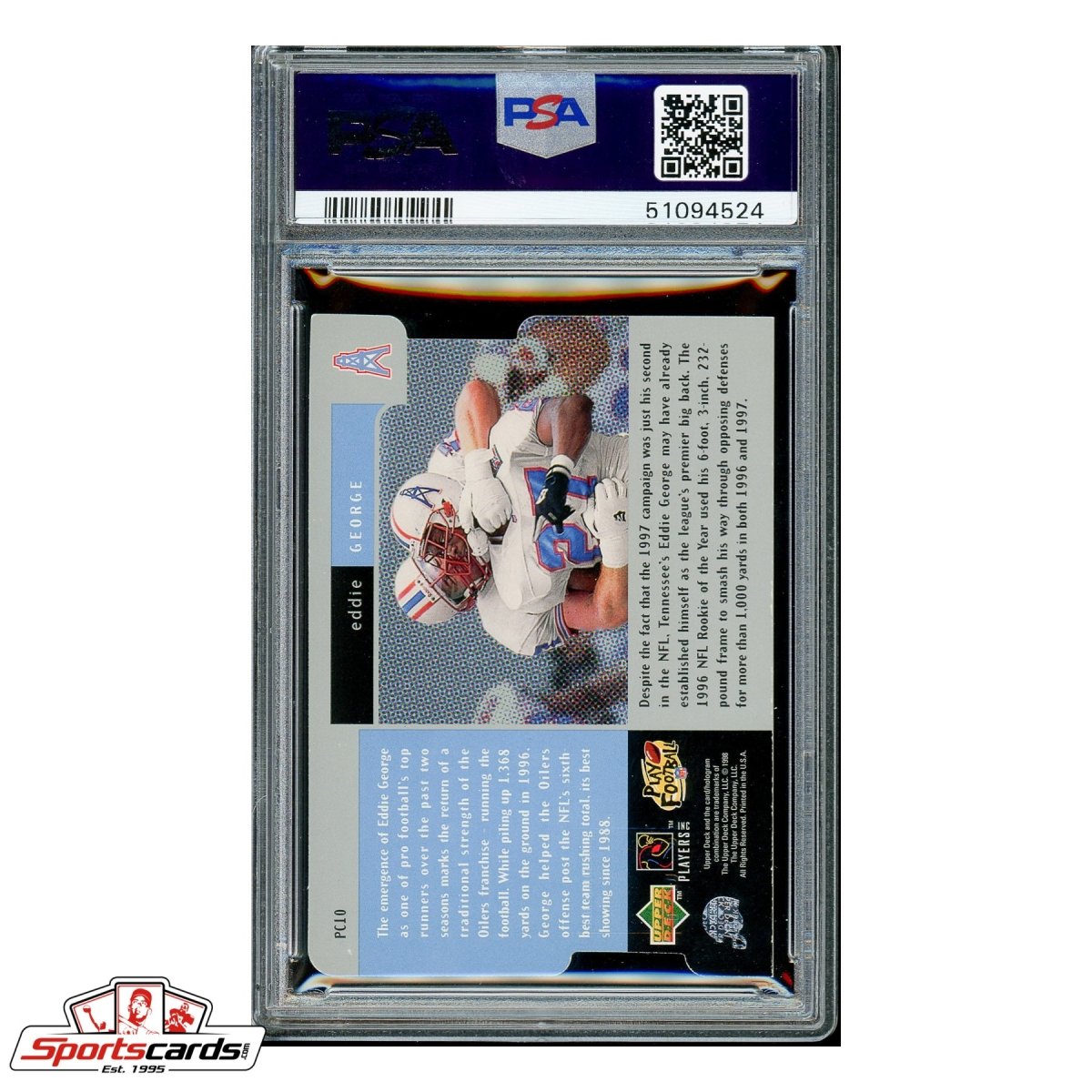 1998 UD Black Diamond Premium Cut Quadruple PC10 Eddie George PSA 10 POP 1