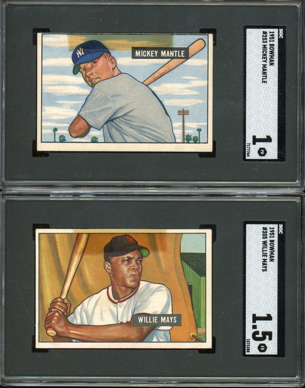 Yankees Mickey Mantle 1951 Bowman #253 Rookie Card Graded Good 2 Sgc Auction