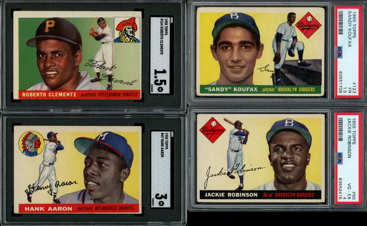 Roberto Clemente Hank Aaron Sandy Koufax 1966 All Star Game Signed Bas —  Showpieces Sports