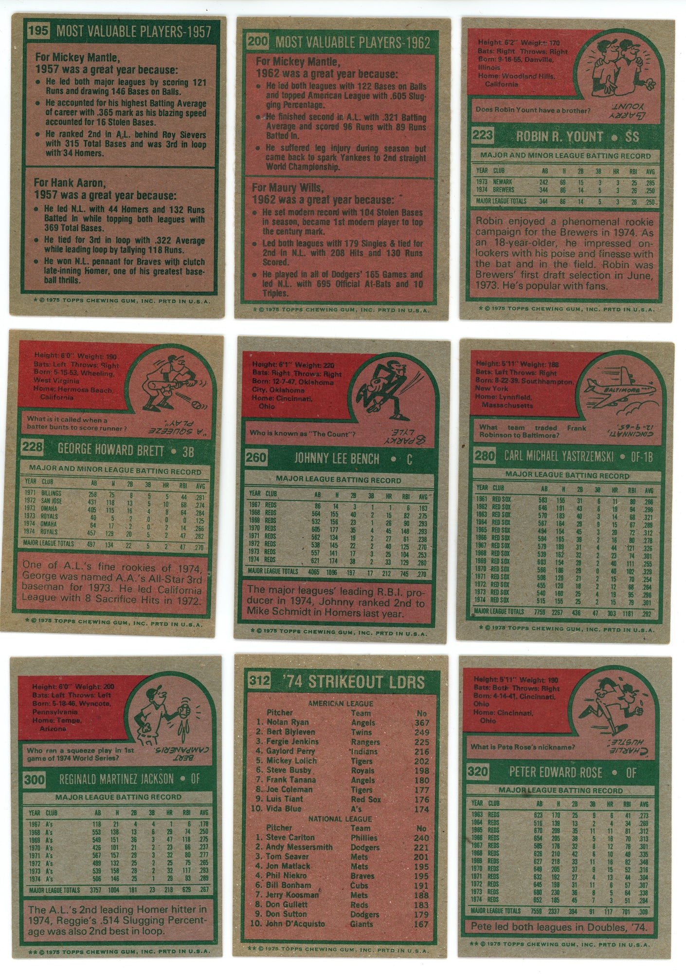 1975 TOPPS BASEBALL - YOU PICK #1 - #200 NMMT **** FREE FAST SHIPPING ****  - Florida Technical College