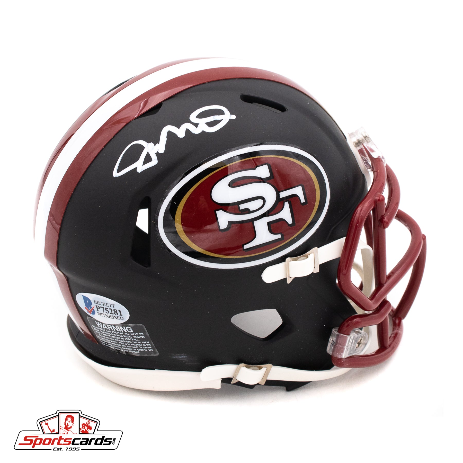 Joe Montana Signed Autographed San Francisco 49ers Flat Black Mini Helmet BAS Witnessed COA