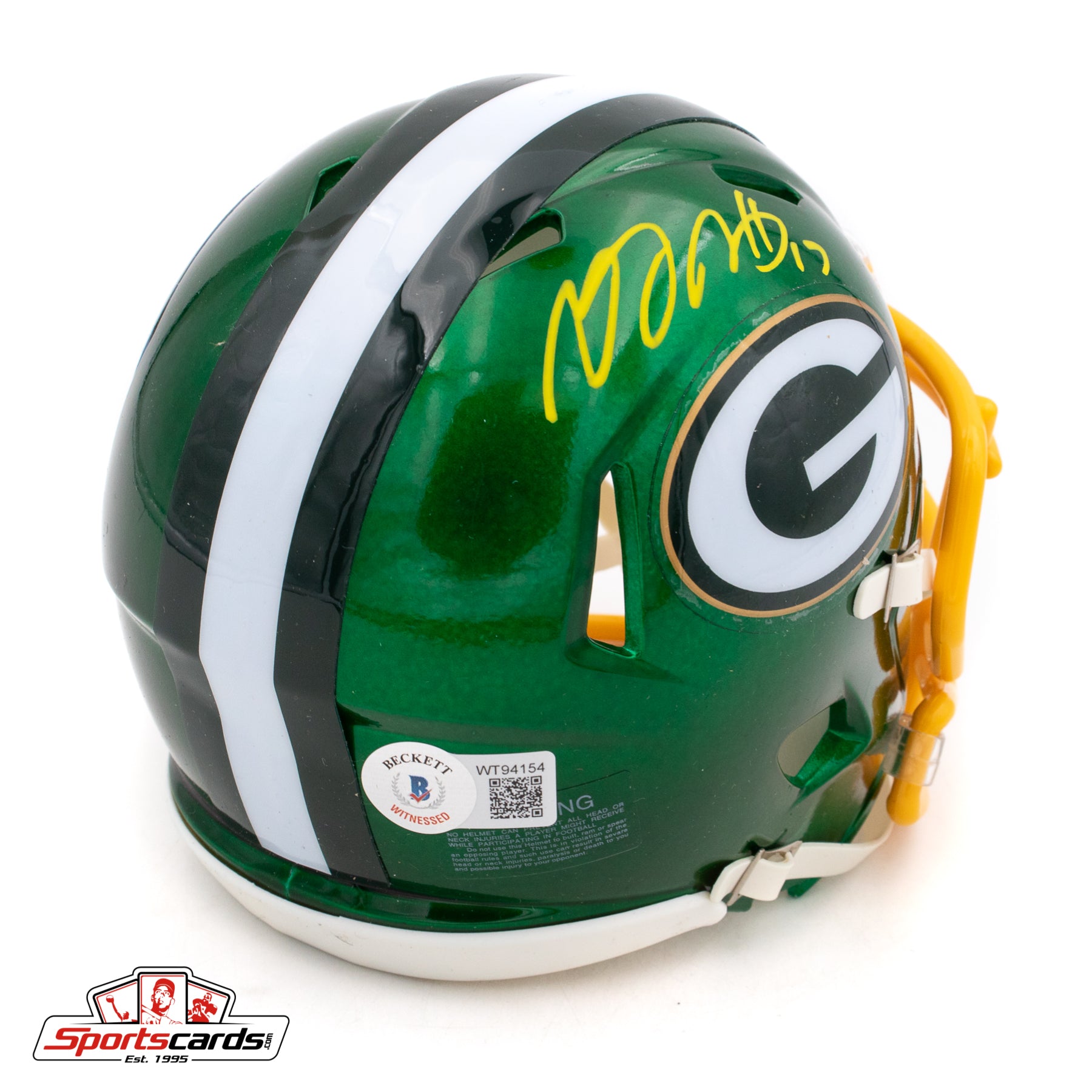 Davante Adams Signed Autographed Green Bay Packers Flash Mini Helmet BAS Witness COA