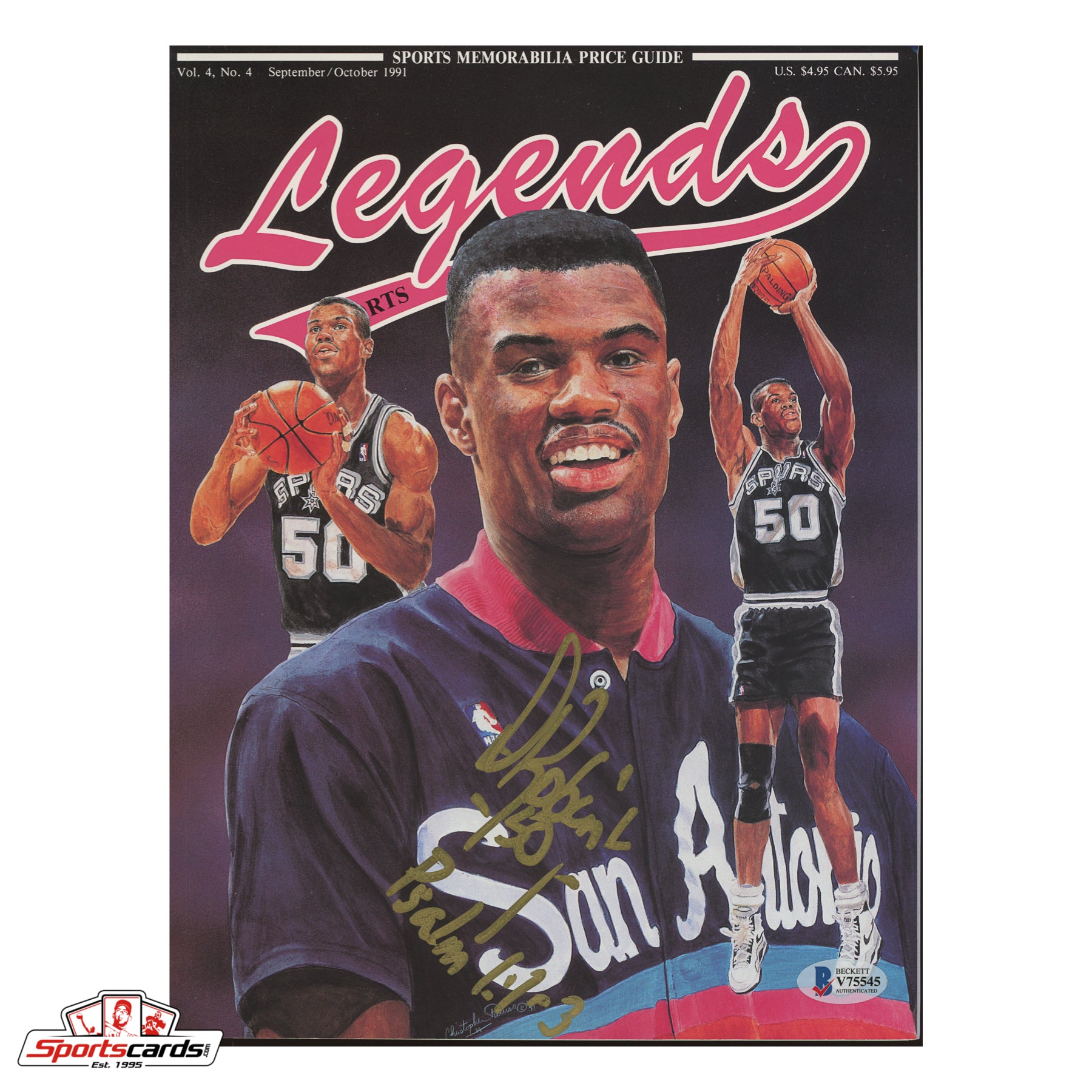 David Robinson Signed 1991 Legends Sports Magazine - BAS COA