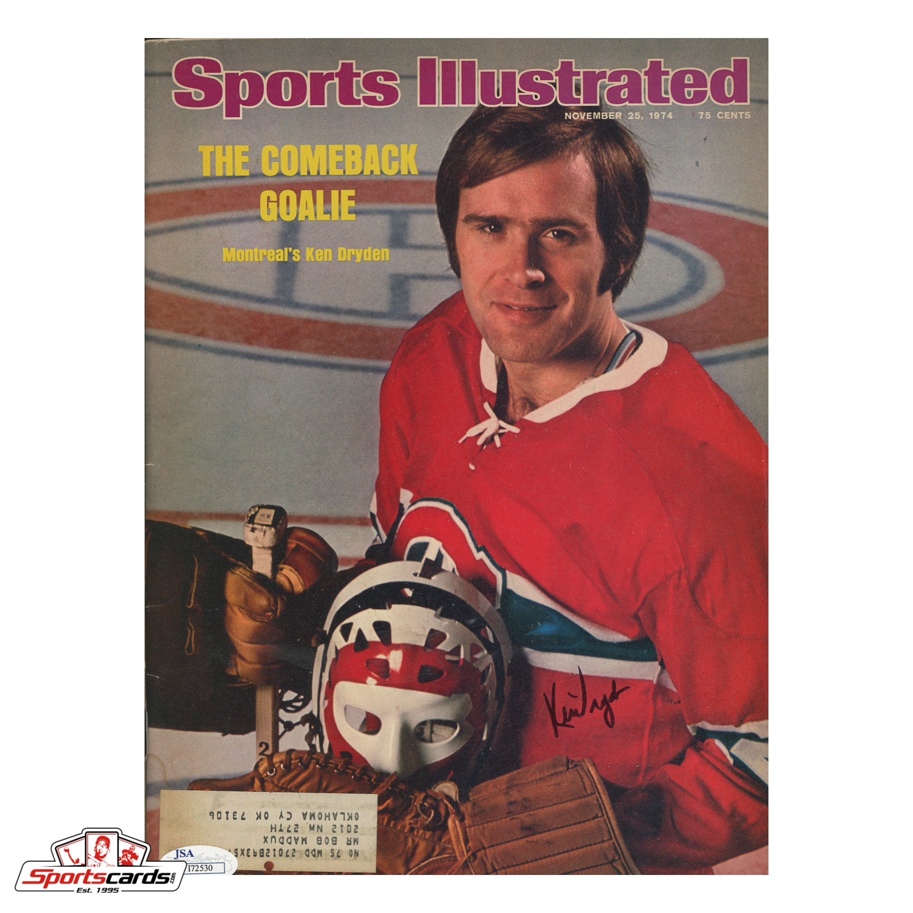 Ken Dryden Signed 1974 Sports Illustrated SI Magazine - JSA COA