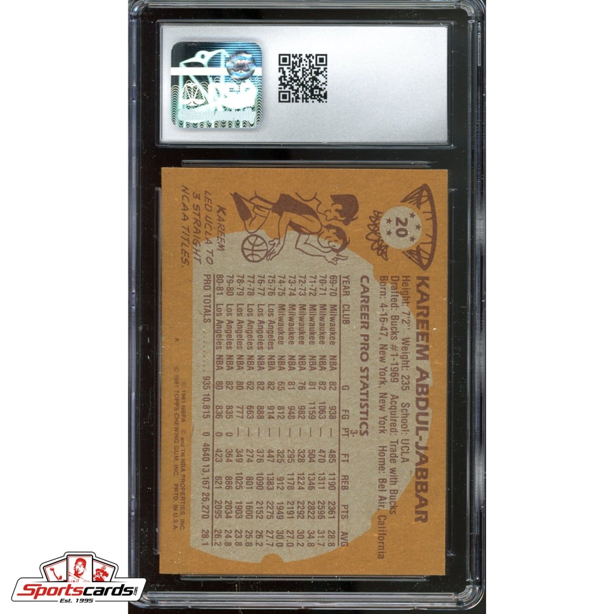 1981-82 Topps Kareem Abdul-Jabbar #20 CSG Mint Plus 9.5