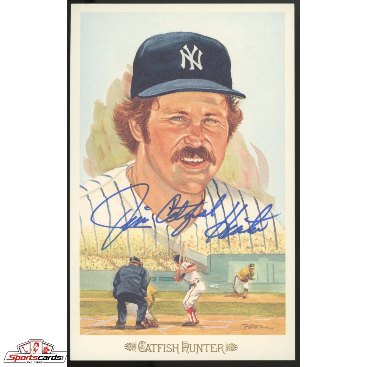 Jim Catfish Hunter Signed Perez-Steele Postcard JSA COA