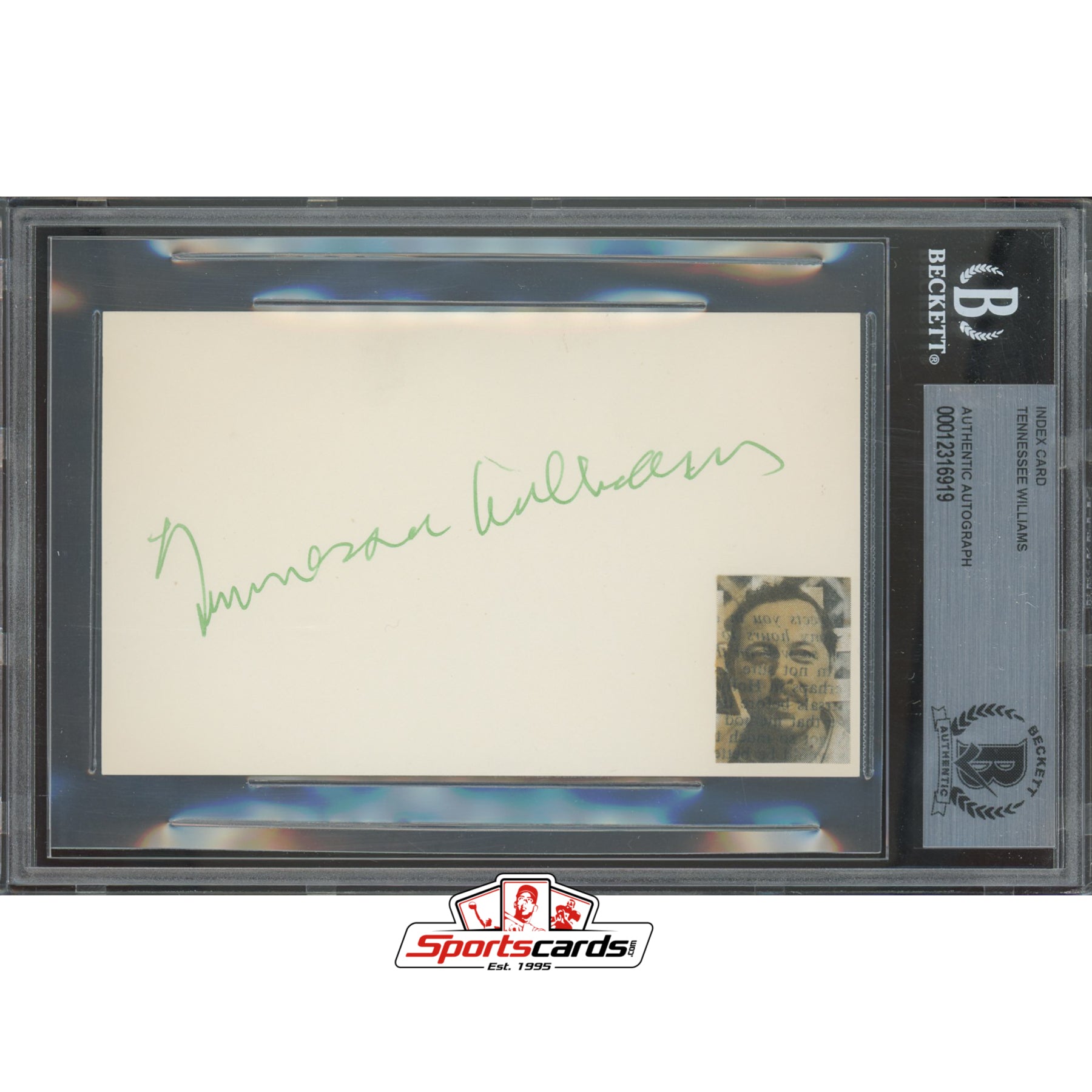 Tennessee Williams Signed Auto 3x5 Index Card BAS Beckett Encapsulated