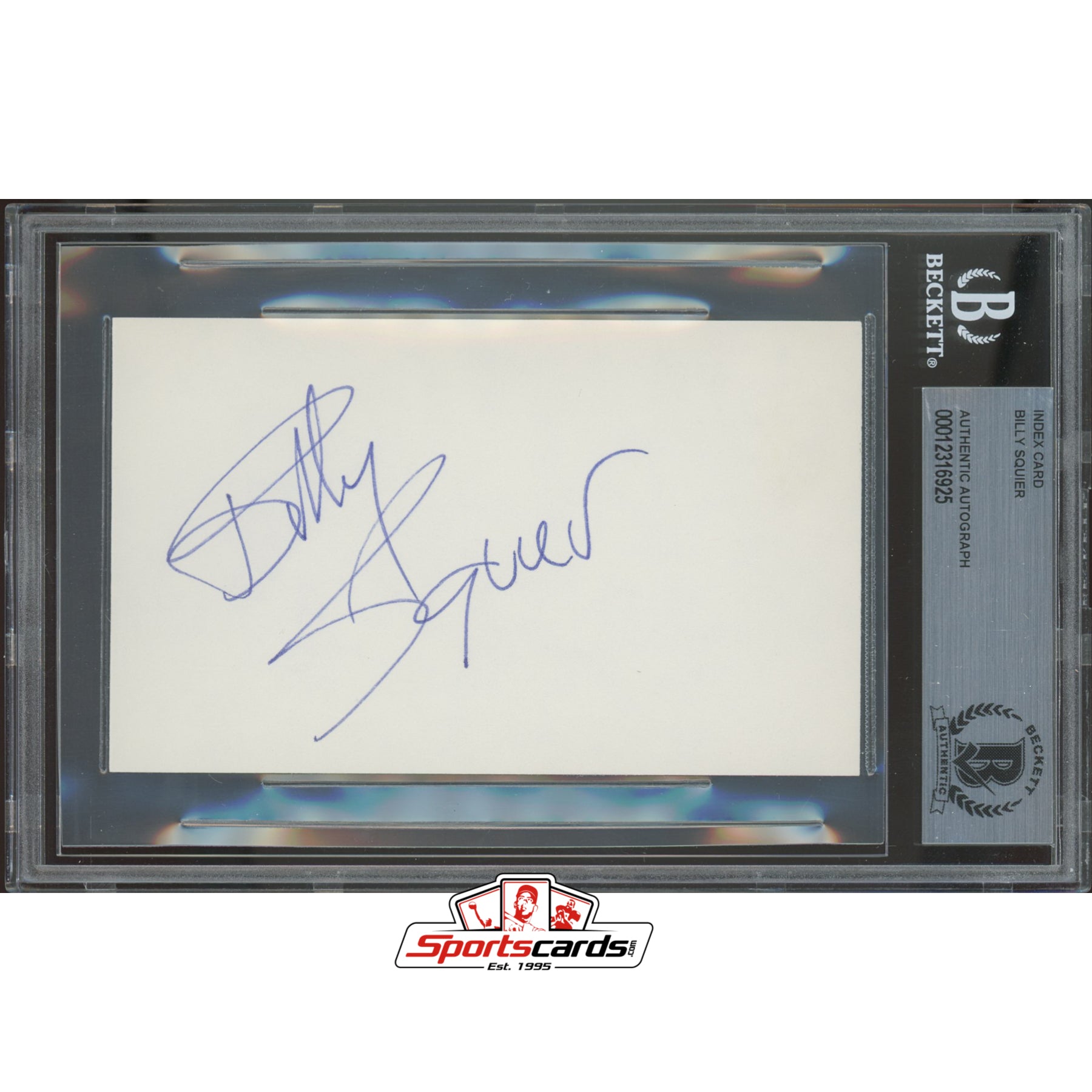 Billy Squier Signed Auto 3x5 Index Card BAS Beckett Encapsulated