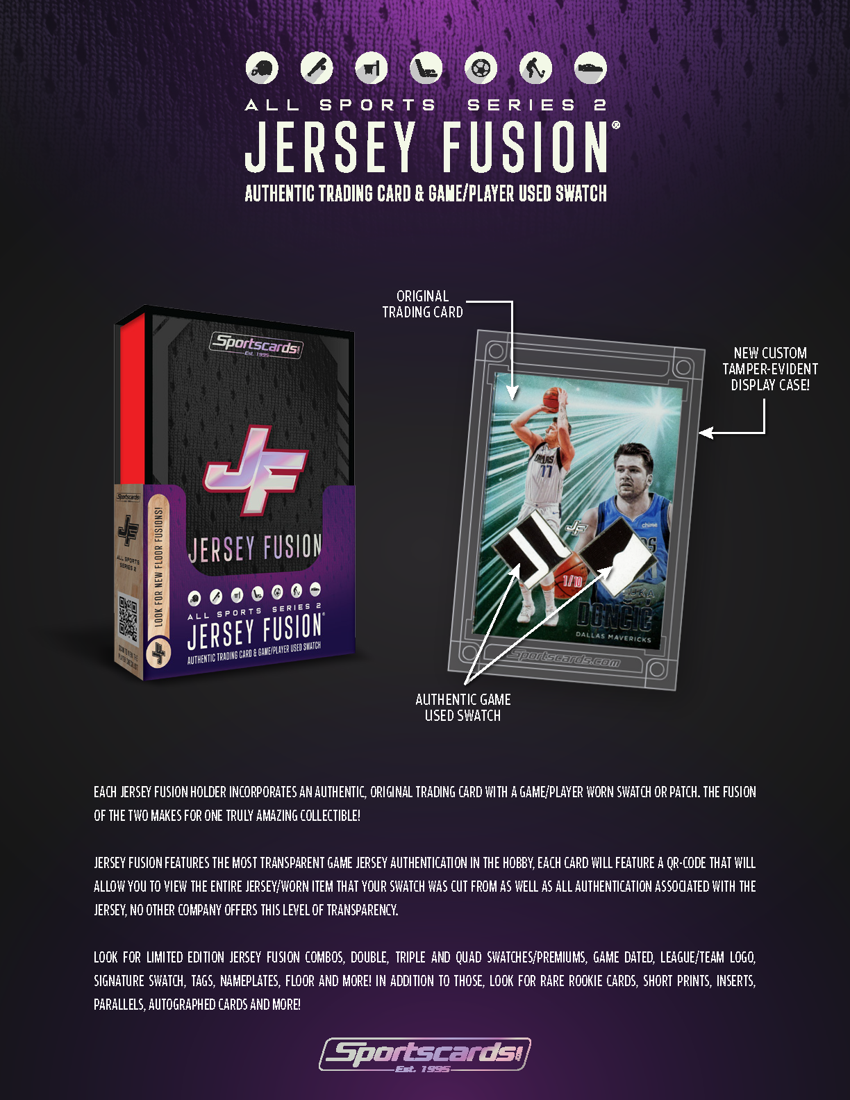 Jersey Fusion All Sports Series 2 Display Box - (10) Sealed Boxes - 4 to 6 Premiums per DISPLAY!