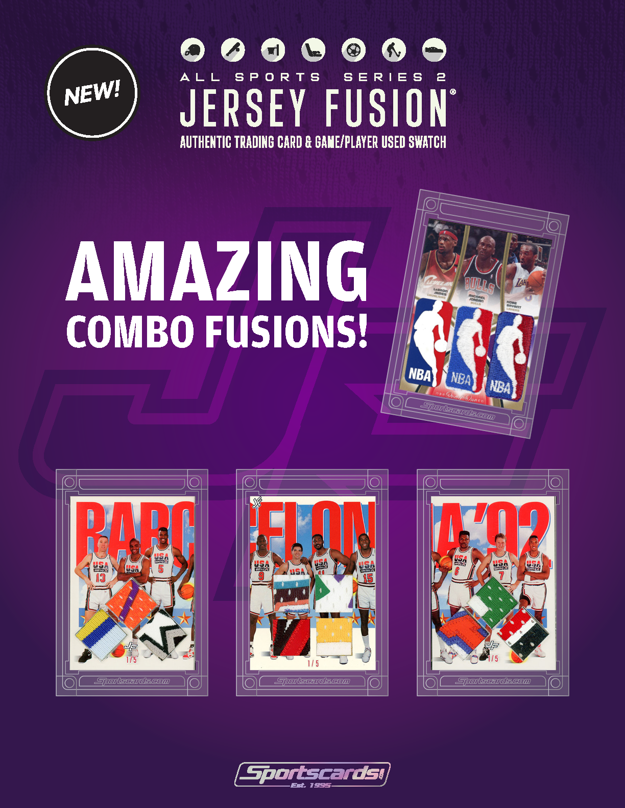 Jersey Fusion All Sports Series 2 Display Box - (10) Sealed Boxes - 4 to 6 Premiums per DISPLAY!